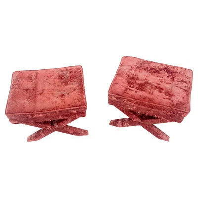 Par de bancos de ventana modernos de mediados de siglo Billy Baldwin base X de ladrillo rojo ¡COMO NUEVOS! Foto 1 de 4