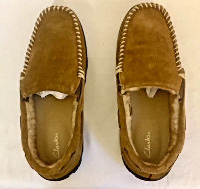 Clarks Hudson Bay Mocasines Sin Cordones Zapatos Zapatillas Marrón Forrado de Piel Para Hombres Talla 12 Foto 1 de 4