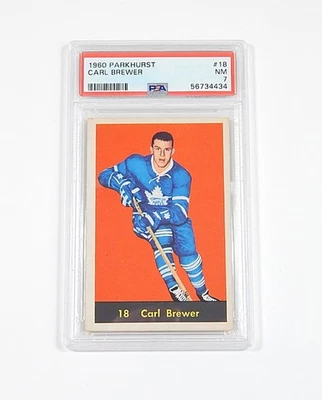 1960-61 Parkhurst Carl Brewer #18 Maple Leafs PSA 7 - Image 1 of 2