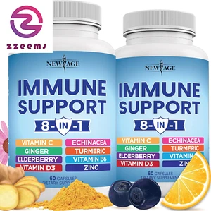 8 in 1 Immune Support Booster Supplement with Echinacea, Vitamin C and Zinc 50Mg - Picture 1 of 12