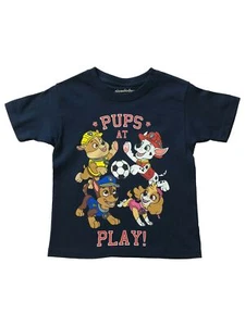 Paw Patrol Boys Blue Short Sleeve Pups At Play T-Shirt Puppy Dog Tee Shirt - Picture 1 of 1
