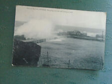 VINTAGE VICTORIA HARBOUR DUNBAR - SEA GOING OVER THE WALL IN A STORM POSTCARD