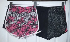 Nike Dri-Fit Girls Sz XL 2 Pair Pink Black Running Track Athletic Shorts EUC - Picture 1 of 12