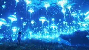 Anime Jellygirl - Luminous Deep Sea Image PC Wallpaper Desktop Art - Picture 1 of 5