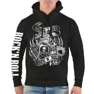 Herren Kapuzenpullover Long live Rockn Roll Hoodie Cash Rockabilly Whiskey  - Bild 1 von 5