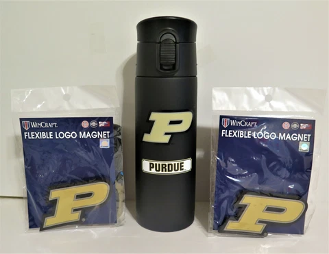 PURDUE BOILERMAKERS 16oz STAINLESS STEEL COFFEE THERMOS & TWO FLEXIBLE MAGNETS Cover