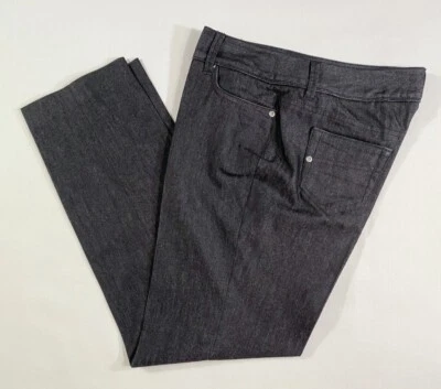 Pantalones de mezclilla Larry Levine elásticos negros/grises con cinturón para mujer 8 Petite Foto 1 de 4