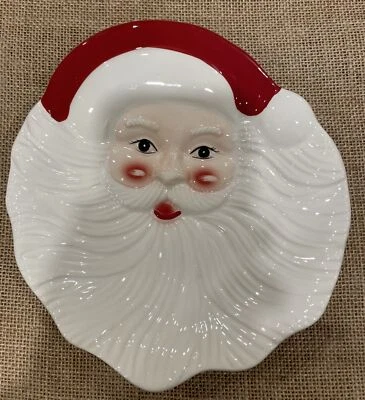 POTTERY BARN Santa Claus Figural Cookies For Santa Plate Discontinued - Image 1 of 2