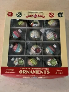 Christmas Christopher Radko Vintage 1940's design 12 glass ornaments Shiny Brite - Picture 1 of 12