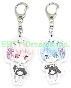 Set 2 Portachiavi Acrilico Re:ZERO Starting Life Another World Anime Rem Ram v1 - Foto 1 di 2