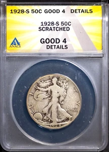 1928-S 50c Silver Walking Liberty Half-dollar G-4 Detail ANACS # 7577361 + Bonus - Picture 1 of 2