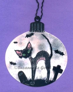 Devon Rex cat art Halloween spooky sign from original painting Suzanne Le Good - Picture 1 of 1