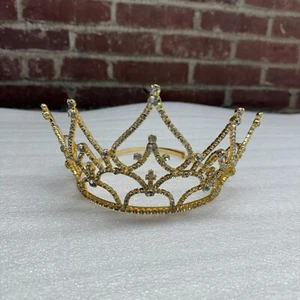 Beauty Pagent Gold Tiara with Diamonds and Croses - Picture 1 of 5