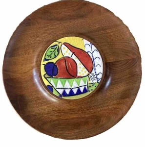 Teakholz Käse Holz Wurstwaren Platte ERNEST SOHN emailliertes Kupfer Mitte MCM EPOC - Bild 1 von 7