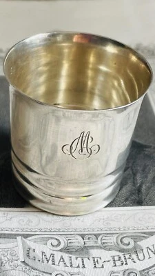 Gobelet d'enfant argent Minerve Art Déco chiffre MC poids : 26 g - Photo 1/4