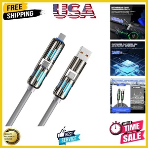 Universal 240W Multi USB Charging Cable with LED Light - Fast 4-in-1 Solution - Photo 1 sur 9