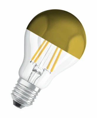 OSRAM Gold verspiegelt E27 LED Spiegellampe 4W A37 Filament klar warmweiss wie . - Bild 1 von 2