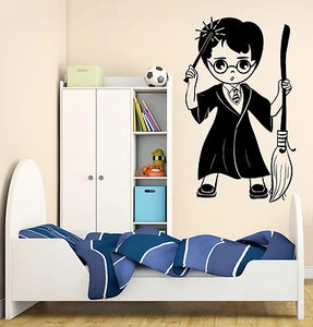Vinyl Wall Decal Stickers Boy Wizard Wand Broom Robes Kids Room Decor z4614 - Picture 1 of 3