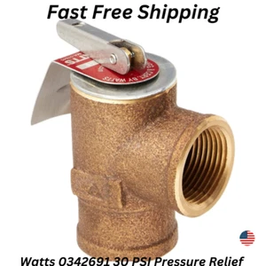 Válvula de alivio de presión de seguridad para caldera 3/4 335M2-030 30 PSI 3/4" FNPT bronce - Imagen 1 de 12