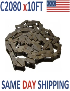 #C2080 Conveyor Roller Chain 10 Feet with 1 Connecting Link - FREE FAST SHIPPING - Picture 1 of 2