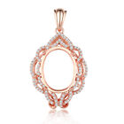 Solid 10K Rose Gold Oval 12x9.5mm to 14x11mm Diamonds Semi Mount Pendant Jewelry