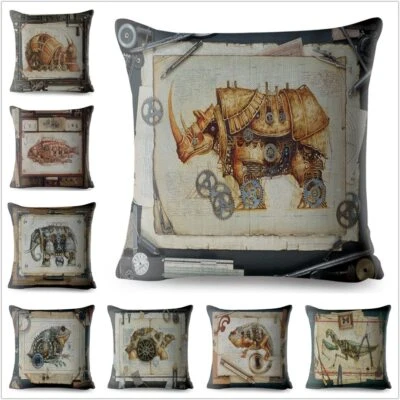 Steampunk Mechanical Animal Cushion Covers Home Decoration Pillow Sofa Dog Cat - Image 1 of 4