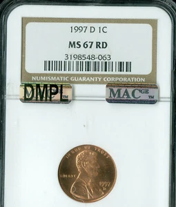1997 D LINCOLN CENT NGC MS67 RED DMPL PQ 2ND FINEST REGISTRY MAC SPOTLESS . - Picture 1 of 2