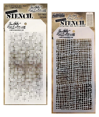 Juego de plantillas Tim Holtz Stampers Anonymous puntos desvanecidos e hilo de arpillera Foto 1 de 3