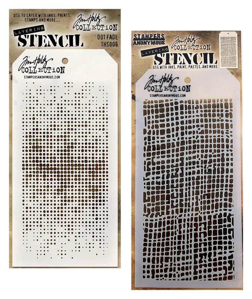 Набор анонимных трафаретов Tim Holtz Stampers с выцветающими точками и мешковиной - Изображение 1 из 3