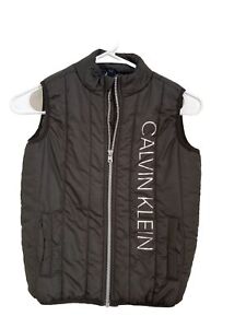 Calvin Klein Size 6 Black Puffer Vest Sleeve Less Logo