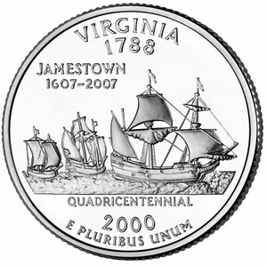 2000-P Virginia State Quarter BU Roll- 40 Coins - Picture 1 of 4