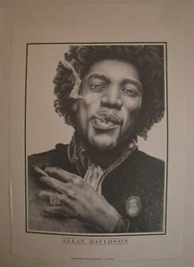 Jimi Hendrix (Iconic Smoking Photo) Sketch Print By Allan Davidson (24 x 18) - Picture 1 of 12