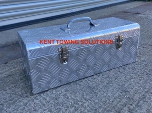 NEW Lockable Aluminium Chequer Plate Toolbox 575x245x220mm Perfect for Tools ✅ - Picture 1 of 10