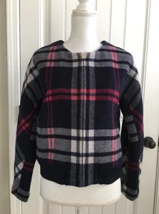 Neu J Crew karierter Woll-Bomber marine Gr. XS G8010 - Bild 1 von 12