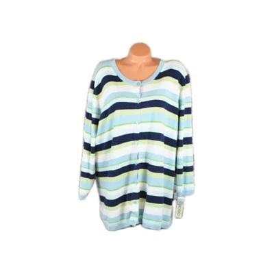 Cárdigan Cherokee Talla Grande 3X Rayas Abotonadas Algodón Tejido De Colección Nuevo de Lote Antiguo Foto 1 de 4