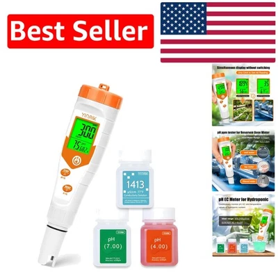 Medidor de pH EC preciso: probador hidropónico 4 en 1 con líquido de calibración instantánea Foto 1 de 4