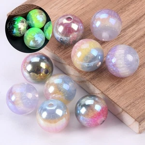 5pcs Round 16mm Glowing Luminous Hand Painted Resin Beads For Jewelry Making Lot - Picture 1 of 7