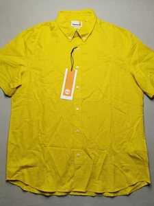 TIMBERLAND Mens Size L Linen Cotton Blend Shirt (BNWT) Shirt Sleeved Yellow - Picture 1 of 17