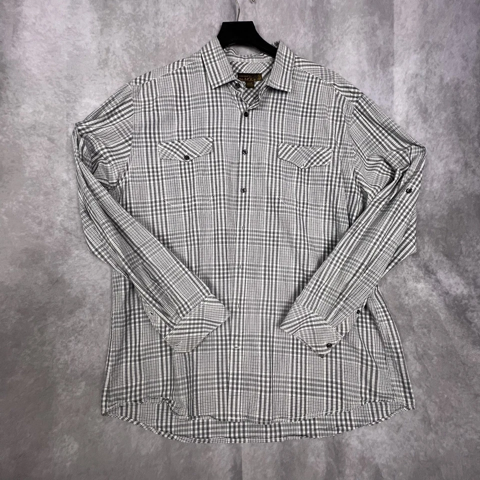 Pronto Uomo "BLUE" Shirt Men’s Size 3XLT Button Up 100% Cotton Gray Plaid - Image 1 of 4