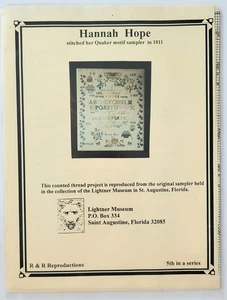 R & R REPRODUCTIONS HANNAH HOPE 1811 SAMPLER COUNTED CROSS STITCH CHART NEW - Picture 1 of 3