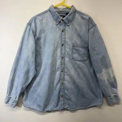 Route 66 Denim Shirt Mens Extra Large Light Blue Button Down Long Sleeve Pocket - Image 1 of 4