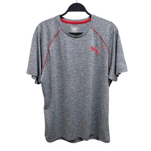 Puma Mens Size XL Heather Grey Red Stitching Crew Neck Short Sleeve T-Shirt - Picture 1 of 7