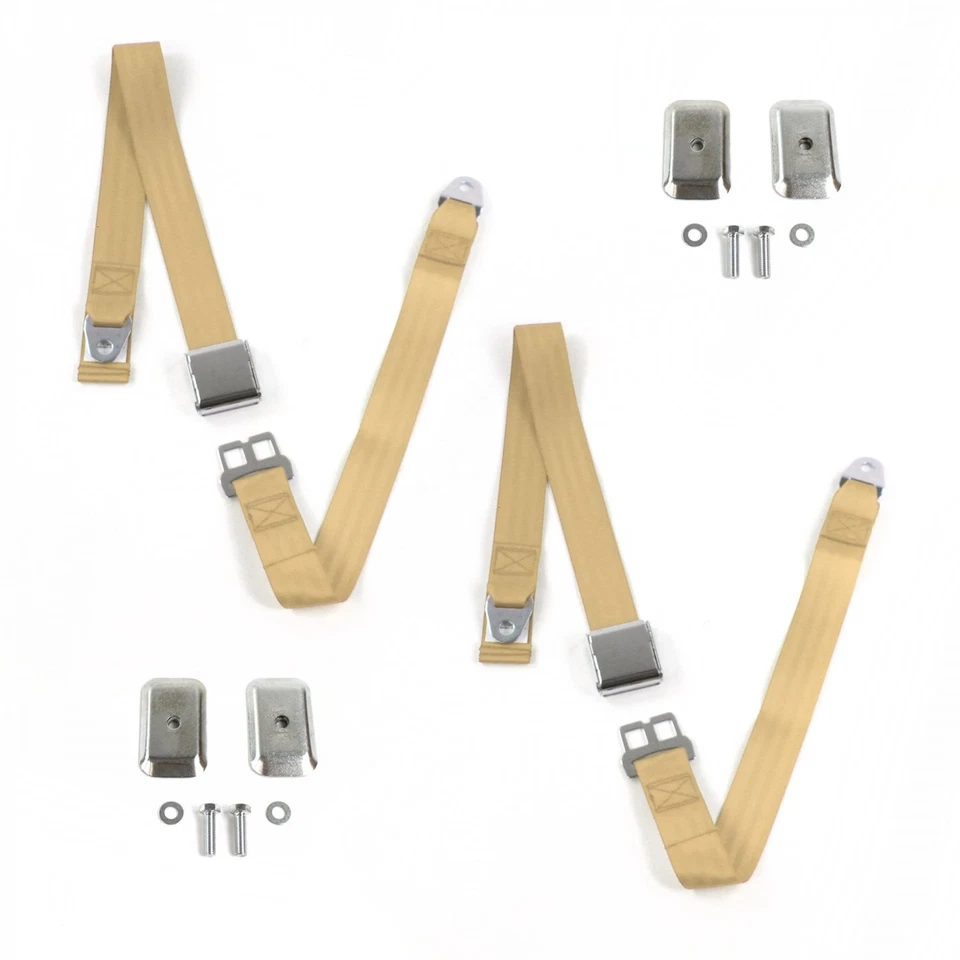 Ford Falcon 1966 - 1970 Airplane 2pt Tan Belt Kit w/Brackets-2 Belts  - Image 1 of 1