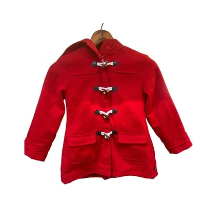 Abrigo de Lona Náutica Rojo para Niños con Capucha Cierre de Palanca Forrado de Vellón Acogedor Cálido Foto 1 de 4