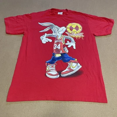 Camisa De Colección Houston Rockets Para Hombres Mediana NBA Baloncesto Bugs Bunny Años 90 Foto 1 de 4
