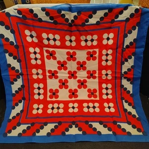 Vintage Red, White, Blue, & Black Polka-Dot Mod Patterned Scarf 26"x26" - Picture 1 of 10