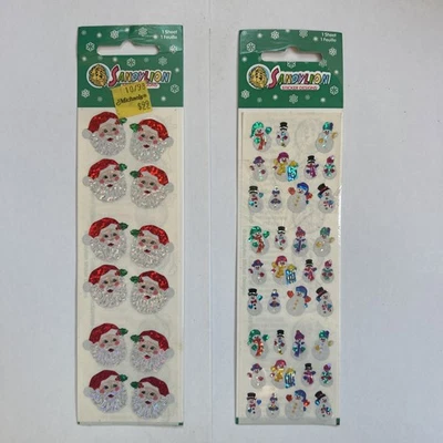 Sandylion Santa Claus Snowman Christmas Prismatic Sticker Sheet New VTG  - Image 1 of 4