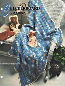 Checkerboard Granny Annies Attic Crochet Afghan Pattern Page - Picture 1 of 1