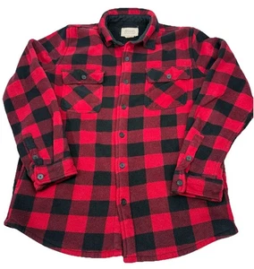 Boston Traders Sherpa Lined Flannel Shirt Jacket Men’s M Red Black Buffalo Plaid - Picture 1 of 13