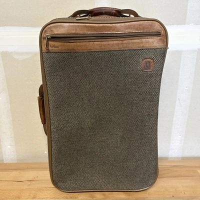 Vintage Hartmann Tweed and Leather Upright With Handle Carry On Wheeled Suitcase - Image 1 of 4